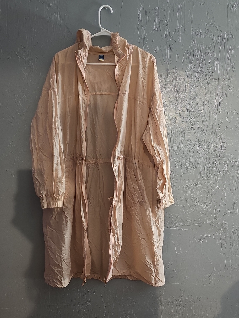 Old Navy Pale Pink Lightweight Trench Coat with Drawstring Waist
